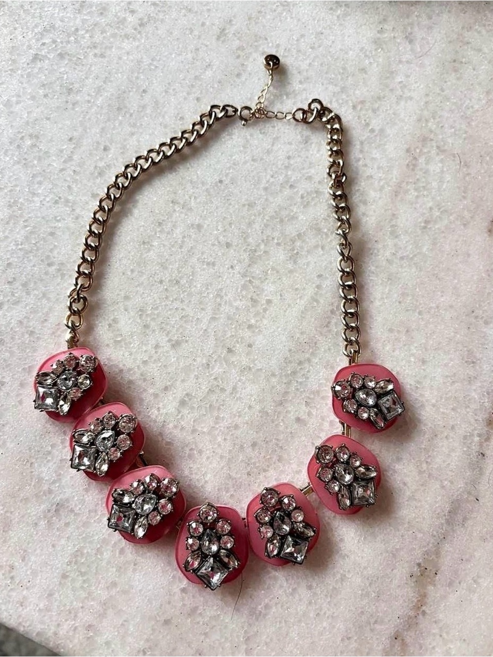 LOFT Pink Crystal Cluster Necklace